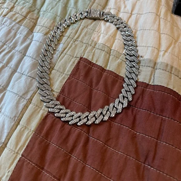 Silver Moissanite Cuban necklace